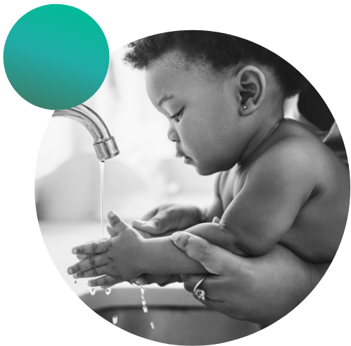 Baby washing hands